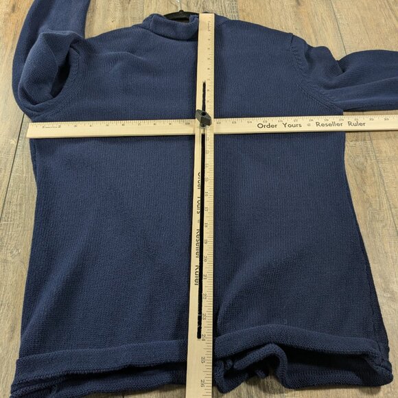 Talbots Cardigan Sweater Womens Large Petite Navy Blue Long Sleeve Open Front - Picture 6 of 9